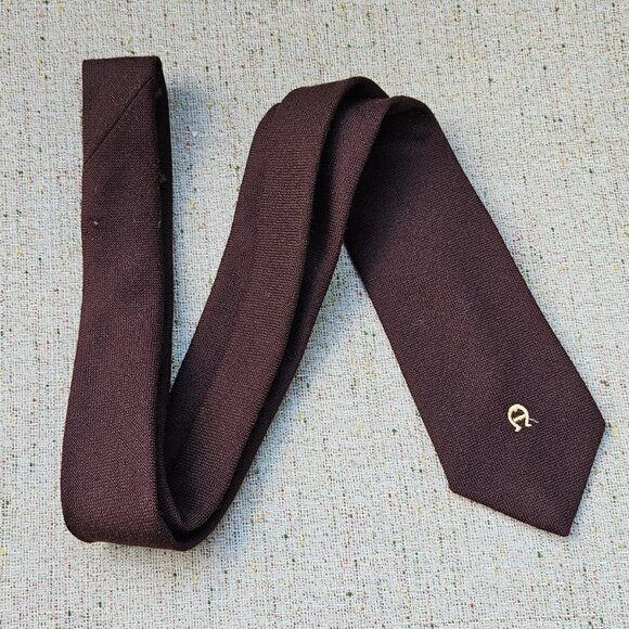 Vintage Etienne Aigner Men Ties Dark Brown Clasic Necktie - Picture 7 of 10